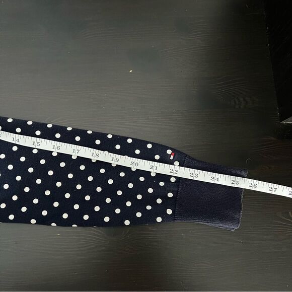 Tommy Hilfiger Cardigan Womens Sz M Navy Blue Polka Dot Button Front Pima Cotton - Picture 12 of 12